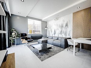 Minimalistyczny salon - Duży szary salon, styl nowoczesny - zdjęcie od Vimko Projektowanie Wnętrz