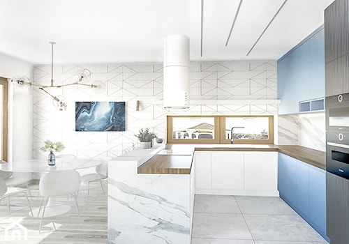 Niebieska kuchnia z charakterem glamour - zdjęcie od Vimko Projektowanie Wnętrz