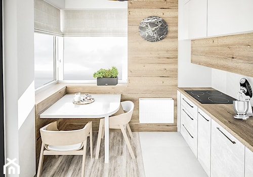 Mała kuchnia w nowoczesnym stylu Beton i drewno - zdjęcie od Vimko Projektowanie Wnętrz