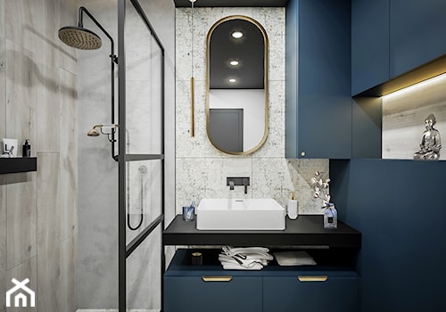 Granatowa łazienka glamour - zdjęcie od Vimko Projektowanie Wnętrz