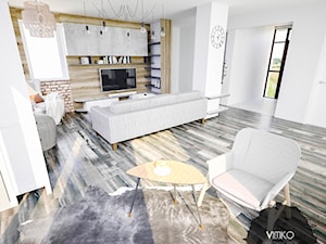Salon w stylu skandynawskim z nutą loftu - Średni biały szary salon, styl skandynawski - zdjęcie od Vimko Projektowanie Wnętrz