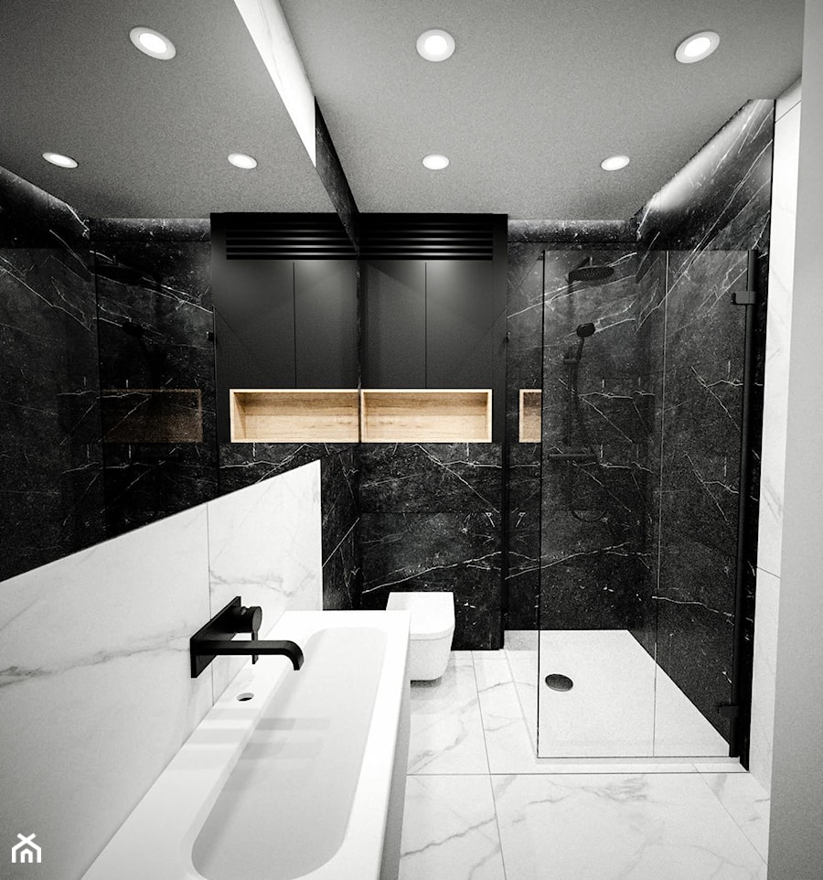 Mała łazienka | Minimalizm | Paradyż Barro - Średnia bez okna łazienka, styl minimalistyczny - zdjęcie od Vimko Projektowanie Wnętrz
