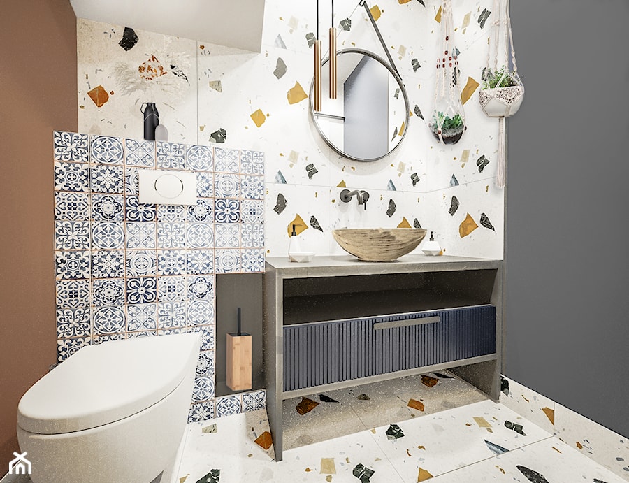 Łazienka Terazzo i mozaika - zdjęcie od Vimko Projektowanie Wnętrz
