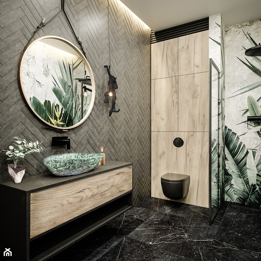 Nowoczesna łazienka w tropikalnym klimacie - zdjęcie od Vimko Projektowanie Wnętrz - Homebook