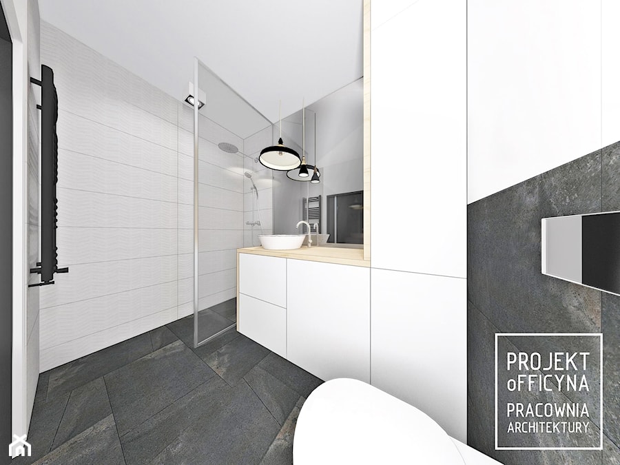 MIESZKANIE RADWAŃSKA M3 - Średnia bez okna z marmurową podłogą z punktowym oświetleniem łazienka, styl nowoczesny - zdjęcie od projektofficyna