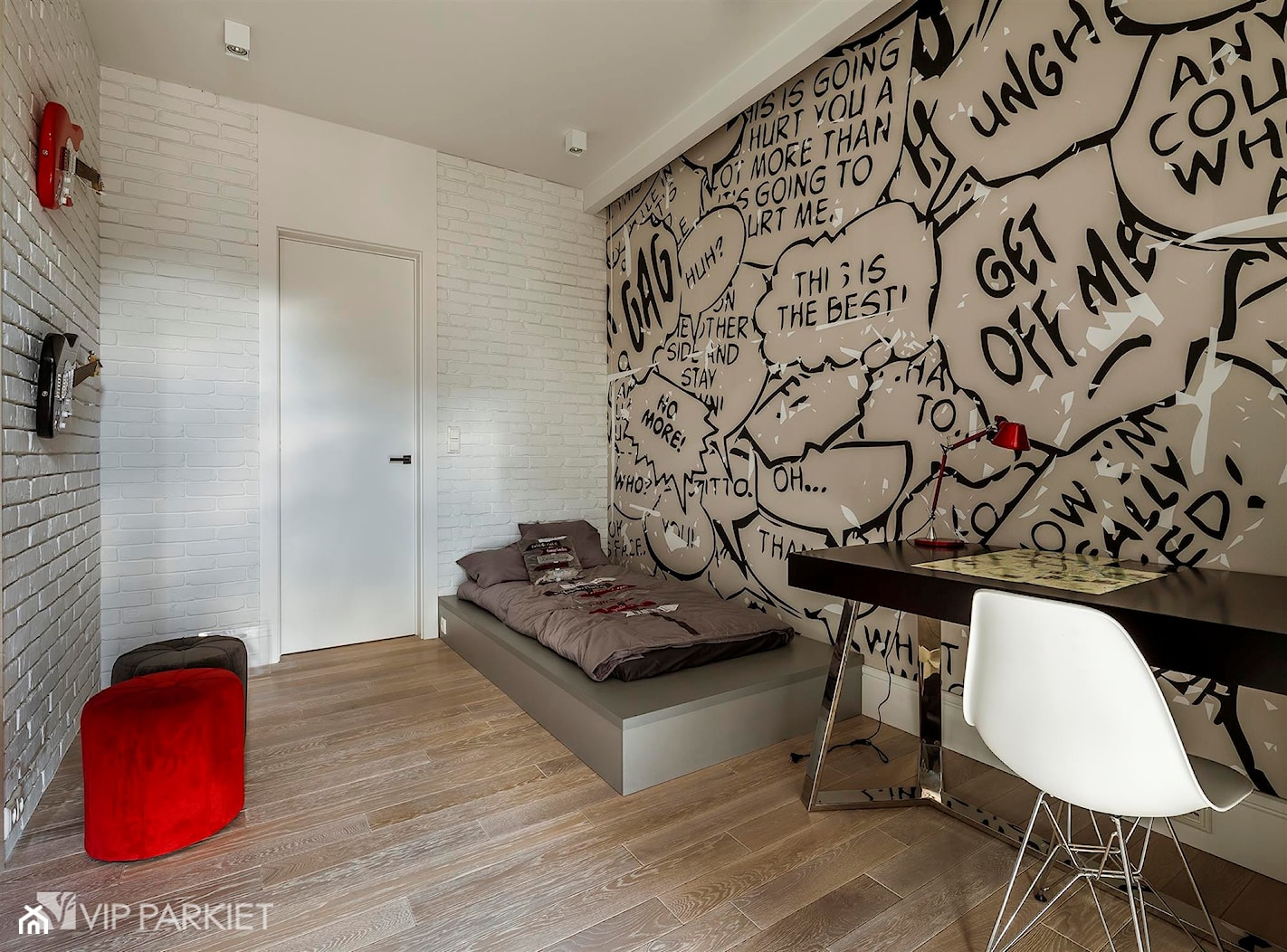 Deska dębowa kolor Chalked Mocha - Duży biały szary pokój dziecka dla nastolatka dla chłopca dla dziewczynki - zdjęcie od Vip Parkiet - Homebook