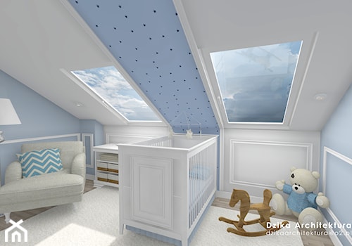 WILLA URSYNÓW - Mały szary niebieski pokój dziecka dla niemowlaka dla chłopca dla dziewczynki, styl tradycyjny - zdjęcie od DziKa Architektura