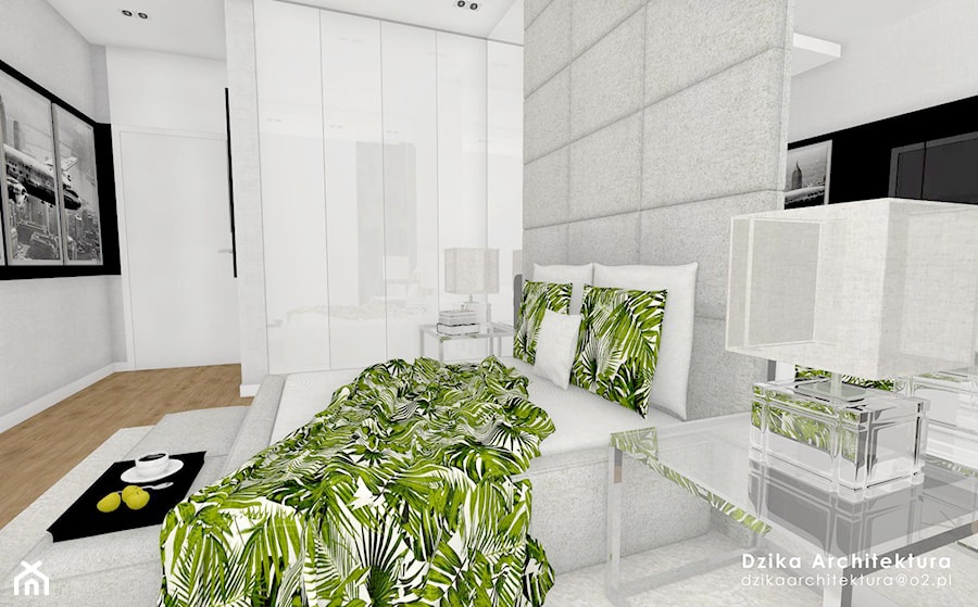 MARKI BANDURSKIEGO - Średnia biała szara sypialnia, styl glamour - zdjęcie od DziKa Architektura