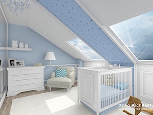 WILLA URSYNÓW - Średni biały niebieski pokój dziecka dla niemowlaka dla chłopca, styl tradycyjny - zdjęcie od DziKa Architektura