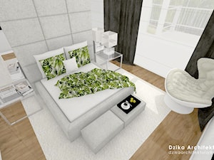 MARKI BANDURSKIEGO - Średnia biała sypialnia z balkonem / tarasem, styl glamour - zdjęcie od DziKa Architektura