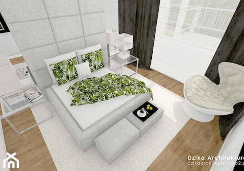 MARKI BANDURSKIEGO - Średnia biała sypialnia z balkonem / tarasem, styl glamour - zdjęcie od DziKa Architektura