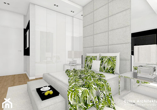 MARKI BANDURSKIEGO - Duża biała szara sypialnia, styl glamour - zdjęcie od DziKa Architektura