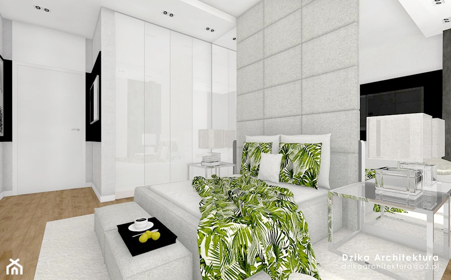MARKI BANDURSKIEGO - Duża biała szara sypialnia, styl glamour - zdjęcie od DziKa Architektura