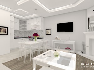 WILLA URSYNÓW - Średni szary salon z kuchnią z jadalnią, styl tradycyjny - zdjęcie od DziKa Architektura