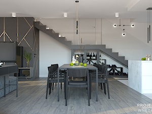 Projekt domu z ciemnym akcentem - Jadalnia, styl nowoczesny - zdjęcie od Projektowanie Wnetrz Online