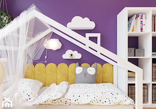 Pokój dziewczynki z fioletowym akcentem - Średni fioletowy pokój dziecka dla dziecka, styl nowoczesny - zdjęcie od Projektowanie Wnetrz Online