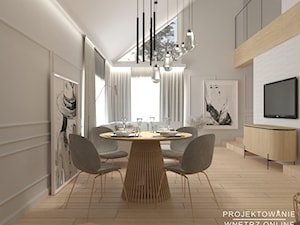 Elegancki salon z jadalnią - Salon, styl nowoczesny - zdjęcie od Projektowanie Wnetrz Online
