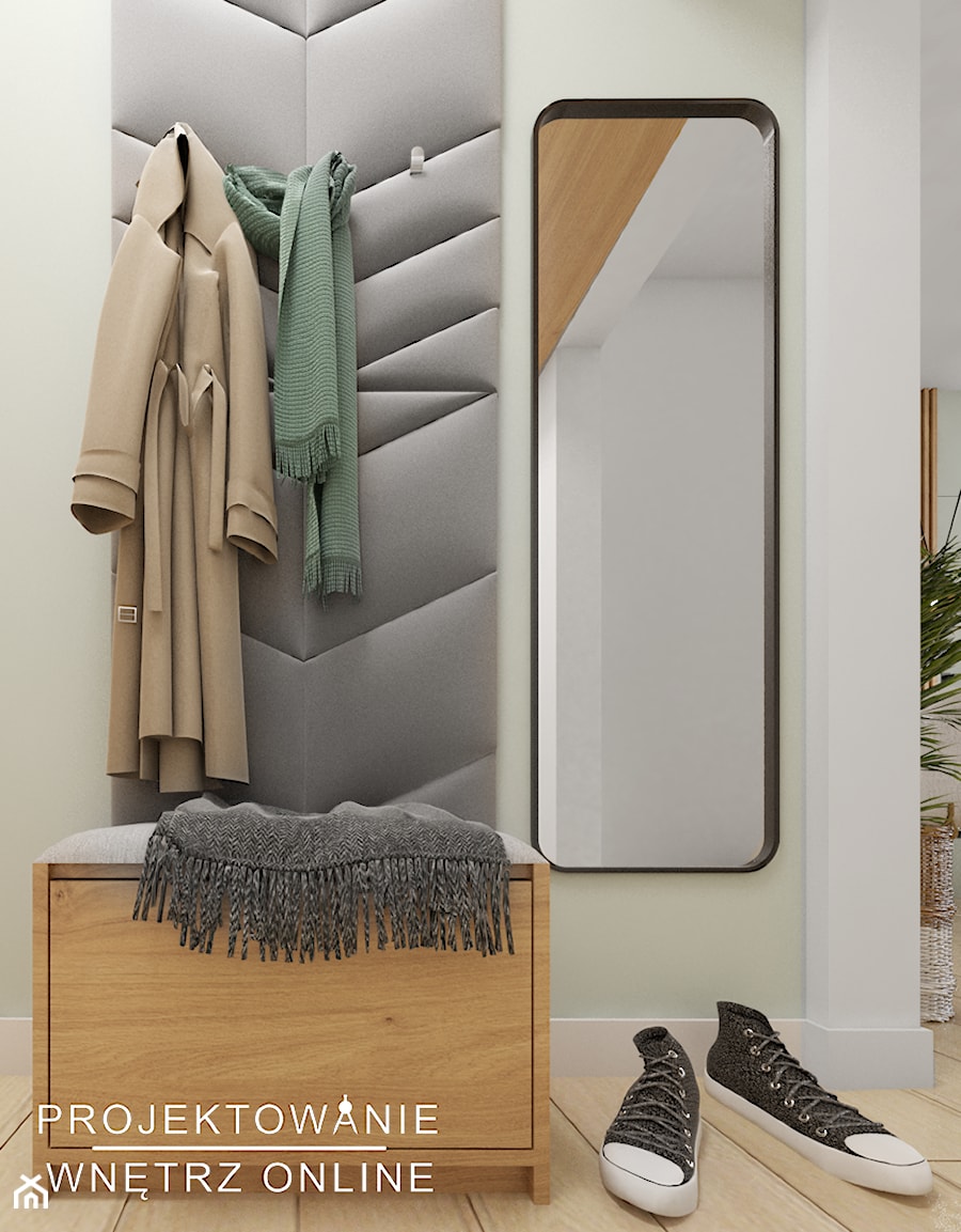 Aranżacja mieszkania z kolorem miętowym - Hol / przedpokój - zdjęcie od Projektowanie Wnetrz Online