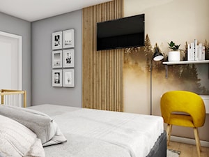 Projekt sypialni z zabudową i mini kącikiem biurowym - Sypialnia, styl nowoczesny - zdjęcie od Projektowanie Wnetrz Online