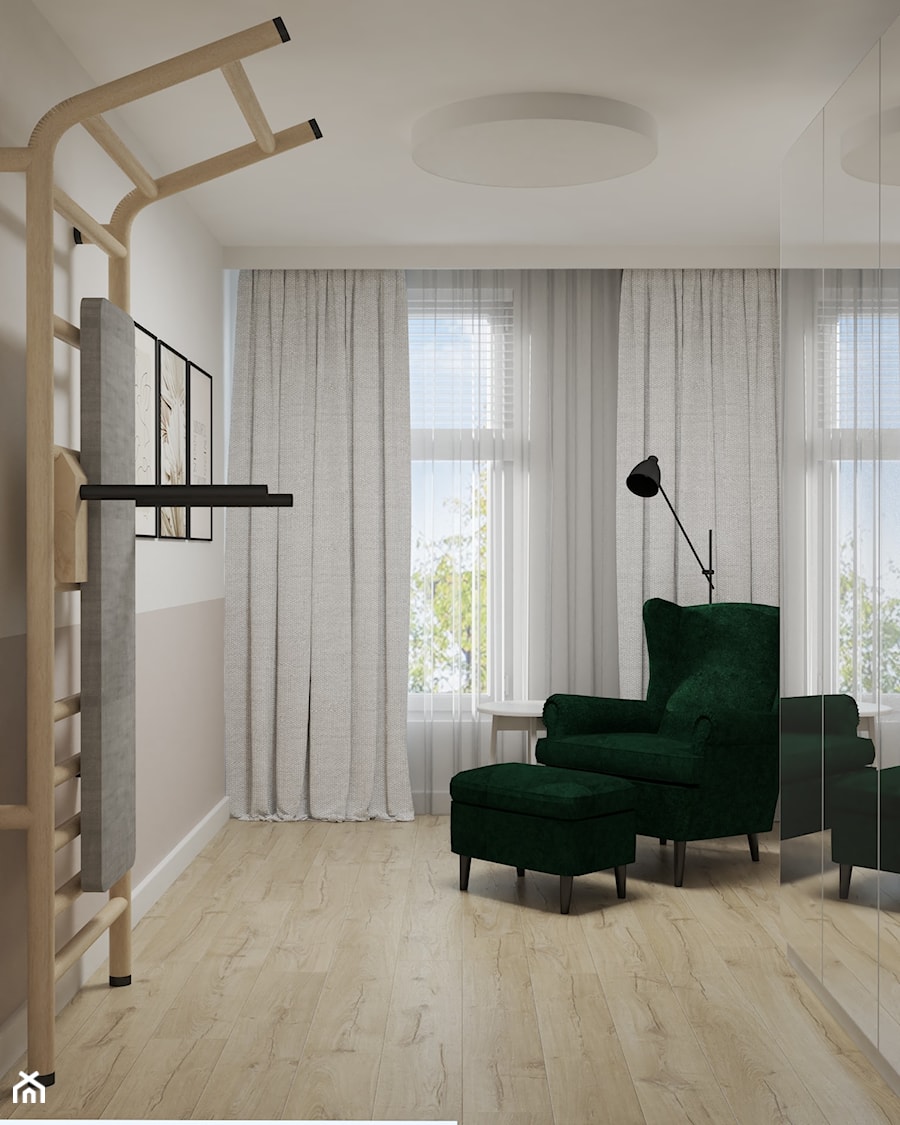 Projekt mieszkania z zieloną sofą - Salon, styl nowoczesny - zdjęcie od Projektowanie Wnetrz Online