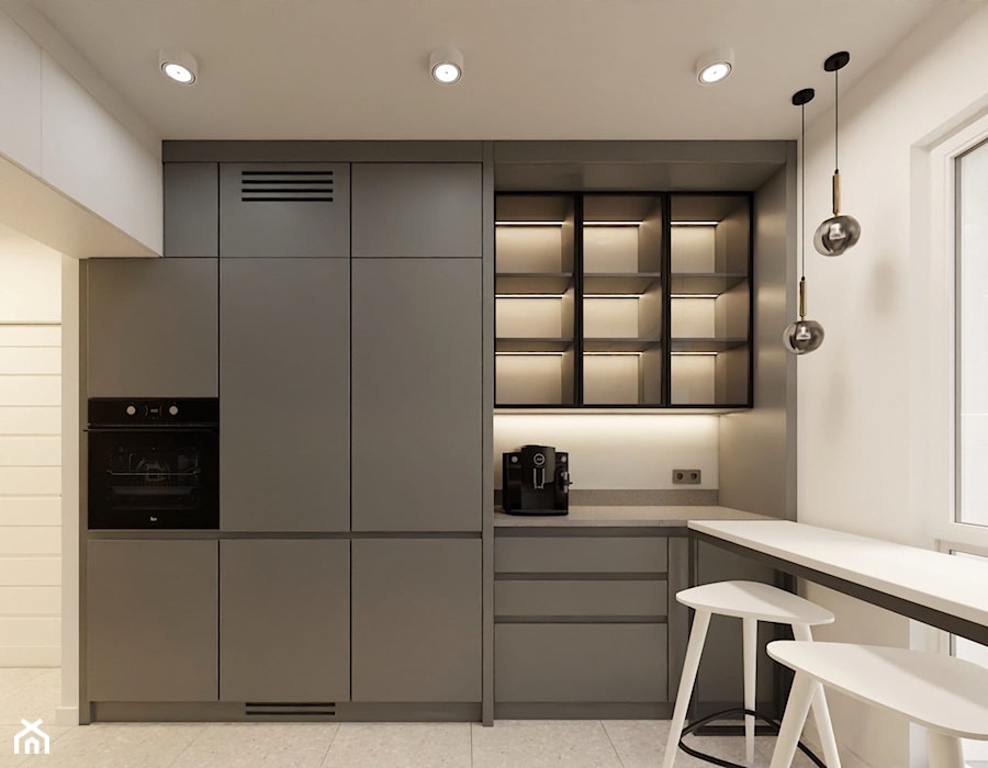Projekt kuchni zamkniętej w stylu minimalistycznym - Kuchnia, styl minimalistyczny - zdjęcie od Projektowanie Wnetrz Online
