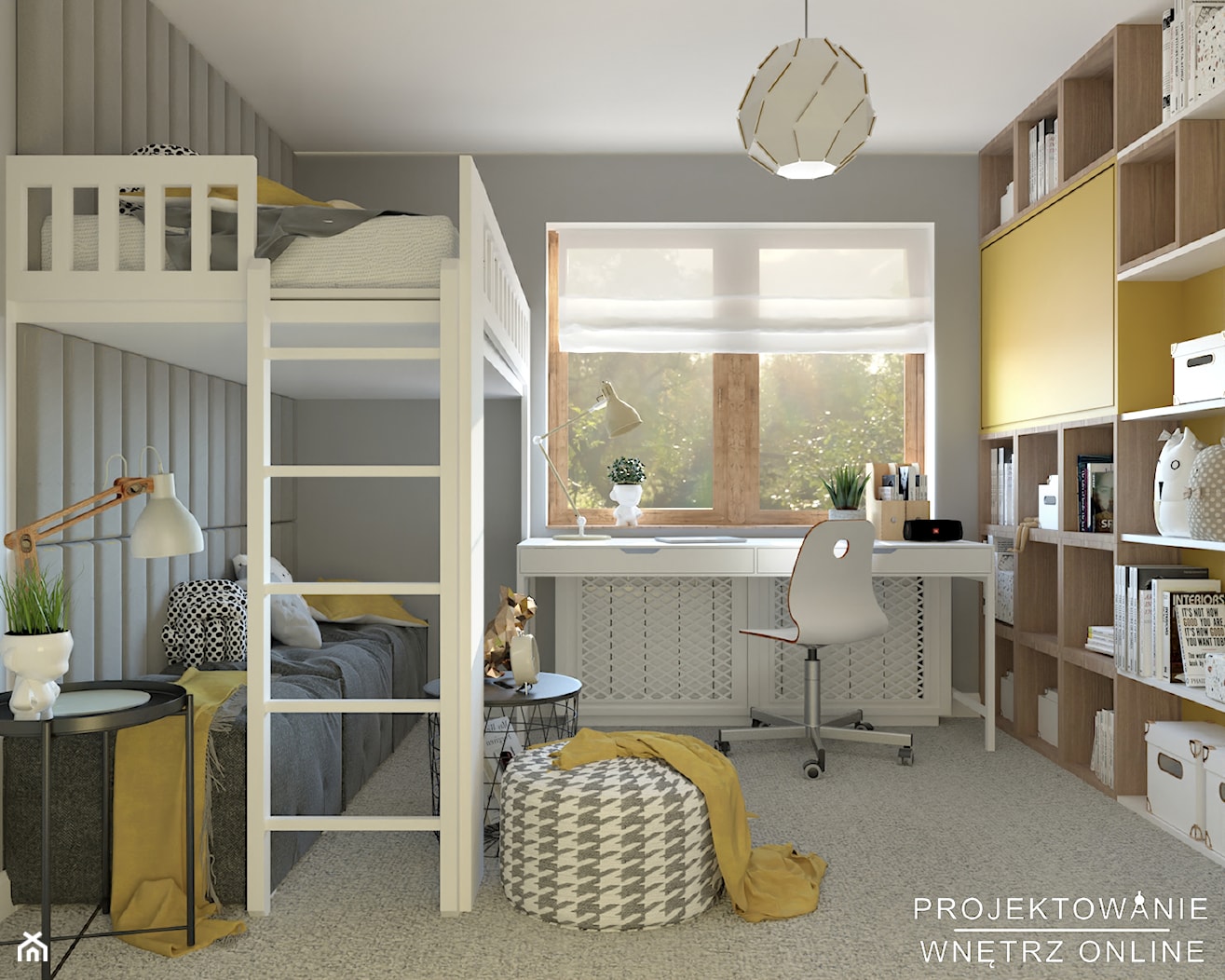 Pokój dziecięcy z łóżkiem na antresoli - zdjęcie od Projektowanie Wnetrz Online - Homebook