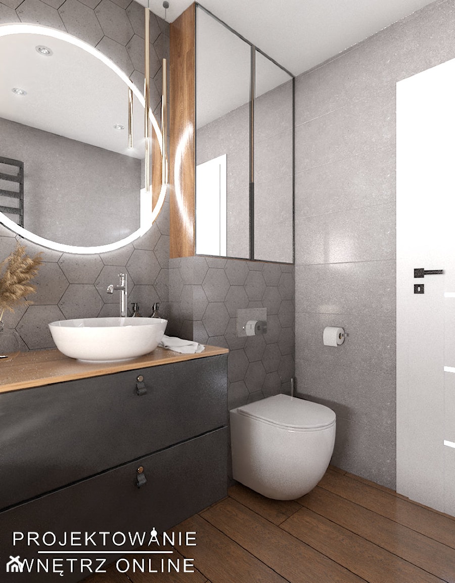 Projekt łazienki z płytkami w heksagony - Łazienka, styl nowoczesny - zdjęcie od Projektowanie Wnetrz Online