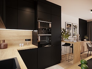 Mieszkanie w ciemnych odcieniach grafitu z elementami w stylu loft - Kuchnia, styl nowoczesny - zdjęcie od Projektowanie Wnetrz Online