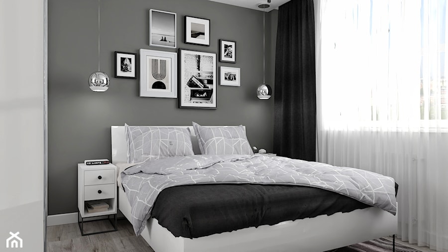 Projekt mieszkania 50 m2 - Sypialnia, styl nowoczesny - zdjęcie od Projektowanie Wnetrz Online