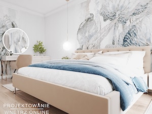 Projekt sypialni z tapetą z motywem botanicznym - Sypialnia, styl glamour - zdjęcie od Projektowanie Wnetrz Online