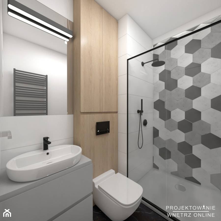 Projekt łazienki z prysznicem - zdjęcie od Projektowanie Wnetrz Online - Homebook