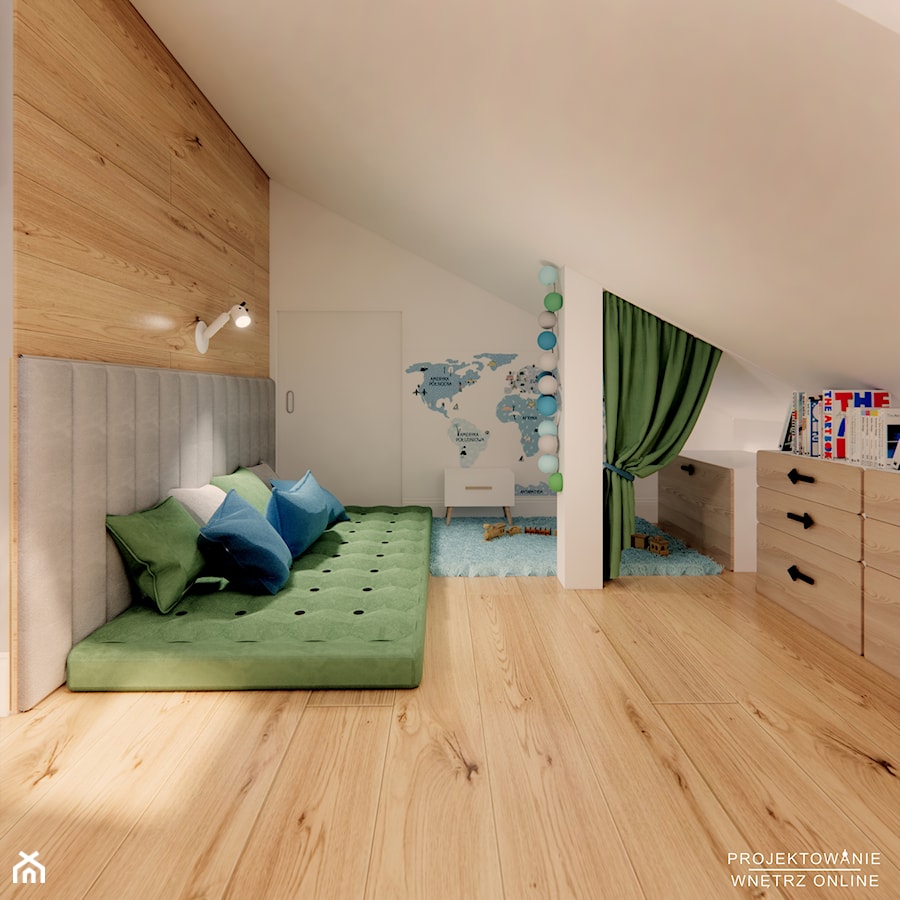 Pokój chłopca na poddaszu - zdjęcie od Projektowanie Wnetrz Online