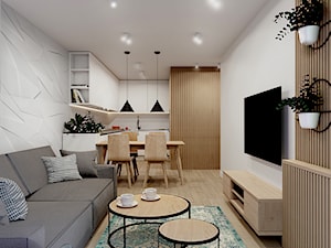 Mieszkanie 47m2 w minimalistycznym stylu - Salon, styl nowoczesny - zdjęcie od Projektowanie Wnetrz Online