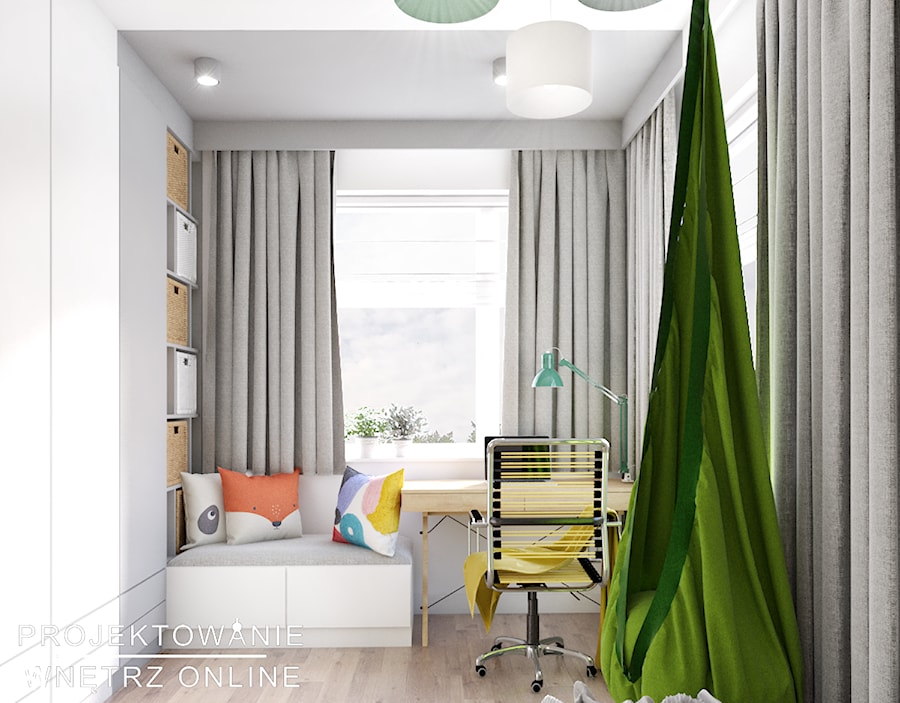 Projekt pokoju dziecka z zabudową w kształcie domku - Pokój dziecka, styl nowoczesny - zdjęcie od Projektowanie Wnetrz Online