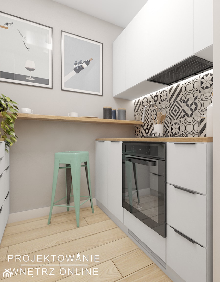 Aranżacja mieszkania z kolorem miętowym - Kuchnia - zdjęcie od Projektowanie Wnetrz Online