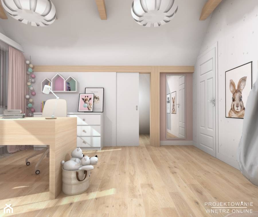 Pokój dziewczynki na poddaszu - zdjęcie od Projektowanie Wnetrz Online