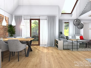 Projekt salonu z jadalnią i kuchnią - Salon, styl nowoczesny - zdjęcie od Projektowanie Wnetrz Online