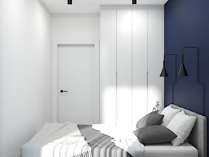 Aranżacja mieszkania z granatową sofą - Sypialnia, styl nowoczesny - zdjęcie od Projektowanie Wnetrz Online