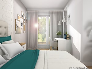 Sypialnia w bieli - Mała szara sypialnia - zdjęcie od Projektowanie Wnetrz Online