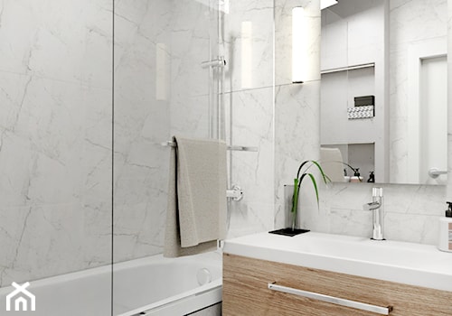 Łazienka w bieli - Mała bez okna z lustrem łazienka - zdjęcie od Projektowanie Wnetrz Online
