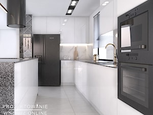 Aranżacja nowoczesnego salonu z otwartą kuchnią - Kuchnia, styl nowoczesny - zdjęcie od Projektowanie Wnetrz Online