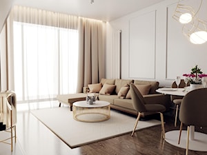 Projekt mieszkania z nutą elegancji - Średni beżowy szary salon z jadalnią, styl glamour - zdjęcie od Projektowanie Wnetrz Online