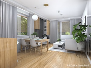 Salon z aneksem kuchennym w stylu skandynawskim - zdjęcie od Projektowanie Wnetrz Online