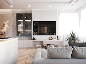 Nowoczesne mieszkanie ze sztukaterią - Salon, styl nowoczesny - zdjęcie od Projektowanie Wnetrz Online