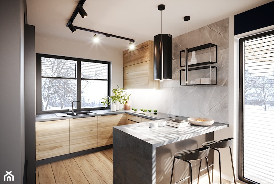 Aranżacja domu w stylu nowoczesnym z akcentem granatu - Kuchnia, styl nowoczesny - zdjęcie od Projektowanie Wnetrz Online