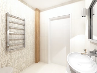 Projekt łazienki - drewno i biel