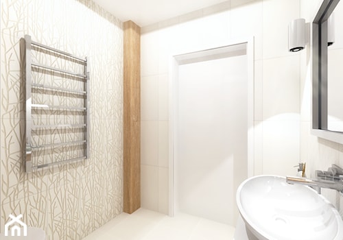 Projekt łazienki - drewno i biel - zdjęcie od Projektowanie Wnetrz Online