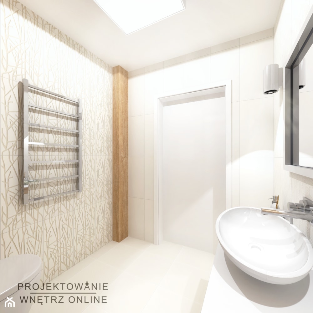Projekt łazienki - drewno i biel - zdjęcie od Projektowanie Wnetrz Online - Homebook