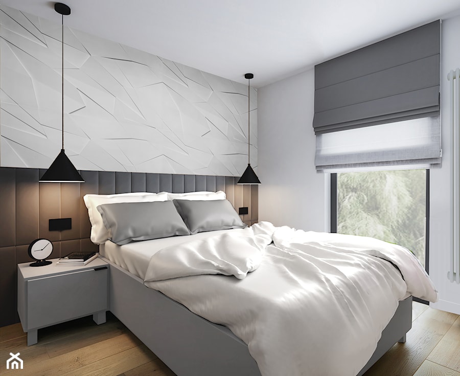 Mieszkanie 47m2 w minimalistycznym stylu - Sypialnia, styl nowoczesny - zdjęcie od Projektowanie Wnetrz Online