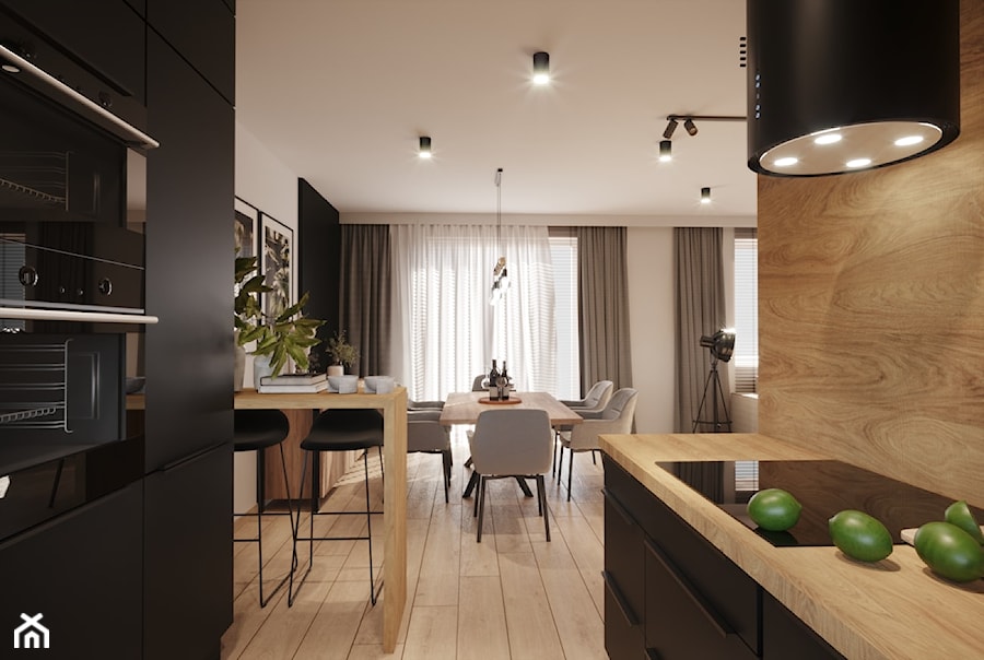 Mieszkanie w ciemnych odcieniach grafitu z elementami w stylu loft - Jadalnia, styl nowoczesny - zdjęcie od Projektowanie Wnetrz Online